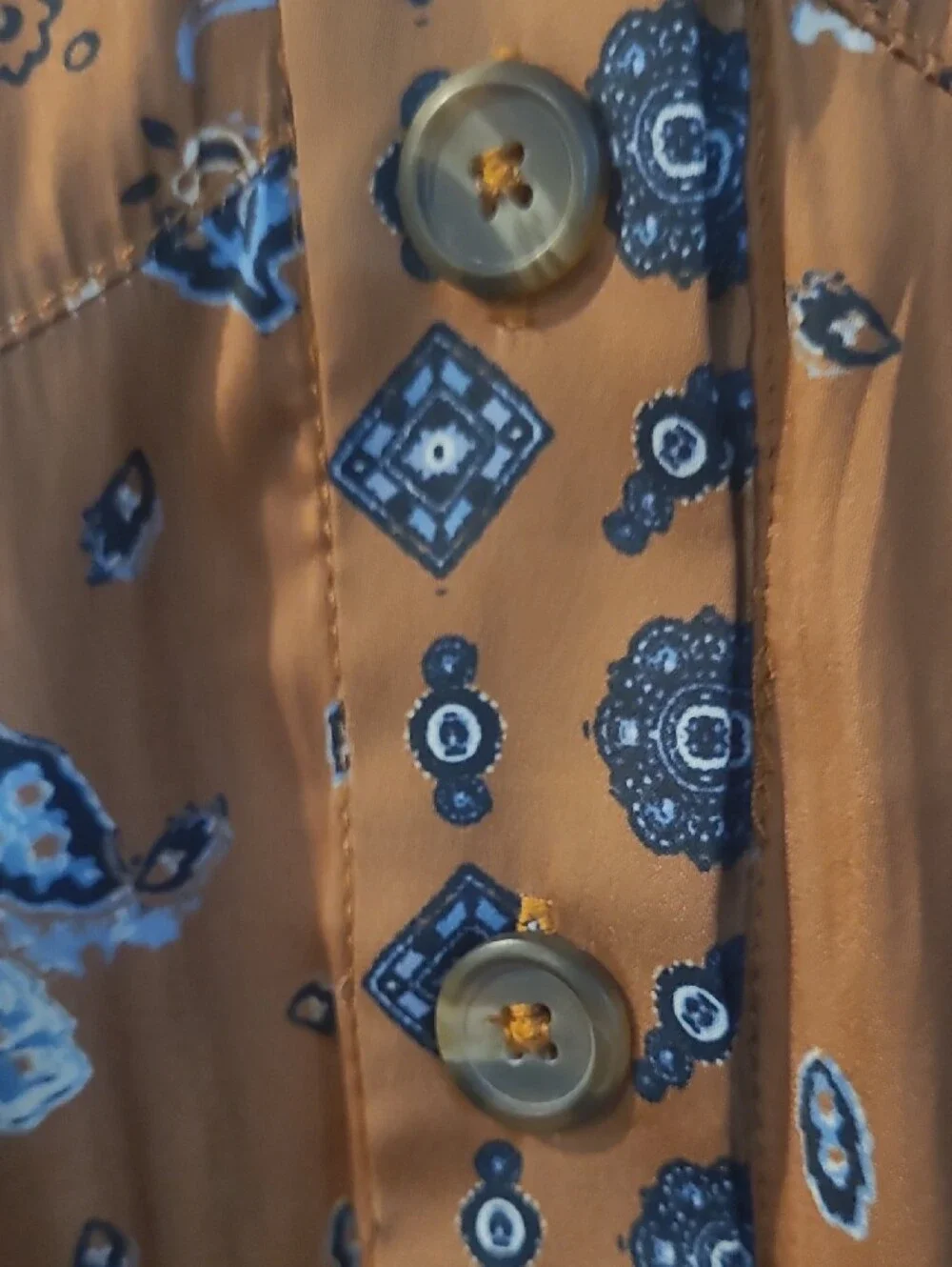Free People Rust Tunic with Blue Paisley Motif